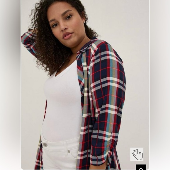 Maxi Kimono - Challis Plaid Red & Blue Duster - Picture 4 of 8